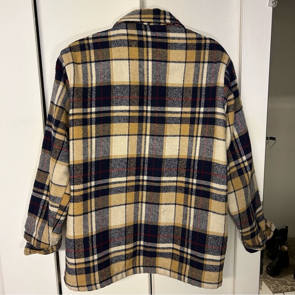 Cream & Navy plaid vintage wool jacket - Picture 2 of 5